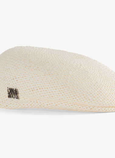 White straw flat cap