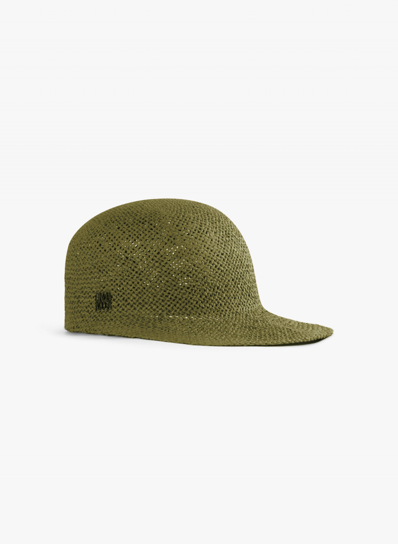 Green straw baseball hat