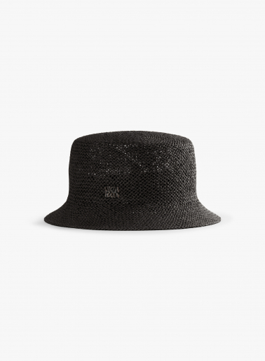 Black straw bucket hat