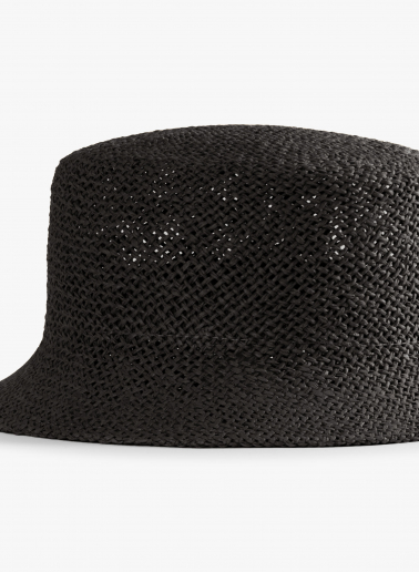 Black straw bucket hat
