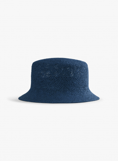 Cornflower blue straw bucket hat