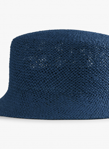 Cornflower blue straw bucket hat