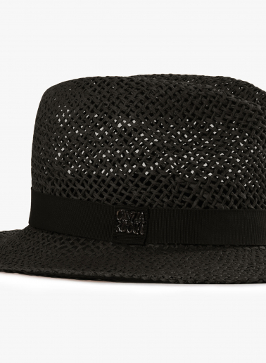 Black classic openwork straw hat