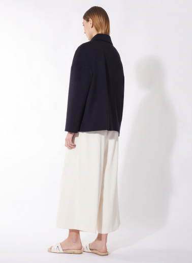 Hemdkragenjacke marine aus Cashmere und Wolle