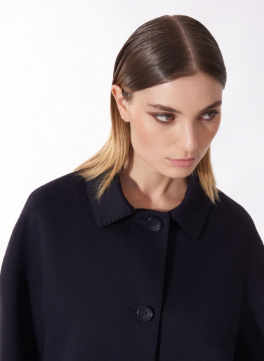 Hemdkragenjacke marine aus Cashmere und Wolle