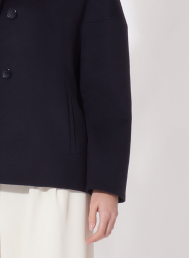 Hemdkragenjacke marine aus Cashmere und Wolle