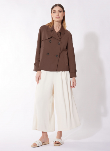 Double breasted brown jacket in technical fabric