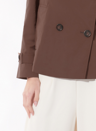 Double breasted brown jacket in technical fabric