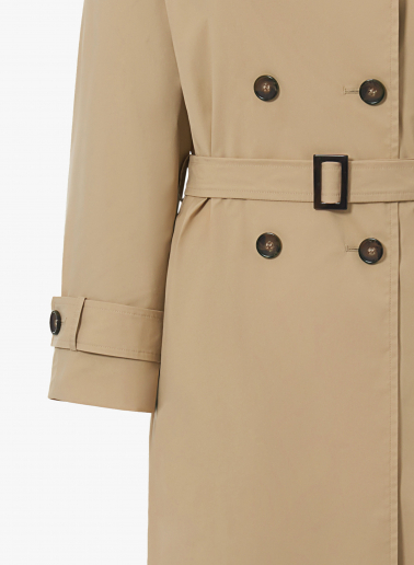 Oversize Double-Breasted Trenchcoat aus regenabweisendem technischem Stoff in camel