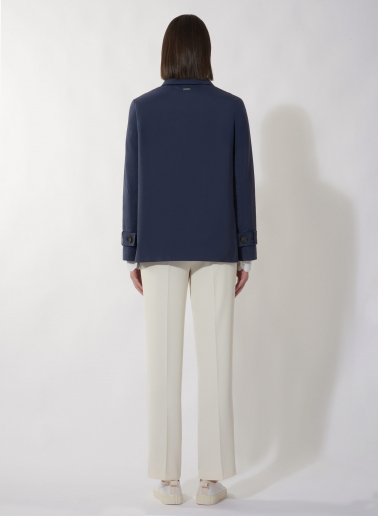 Blue marine technical fabric jacket with shirt collar