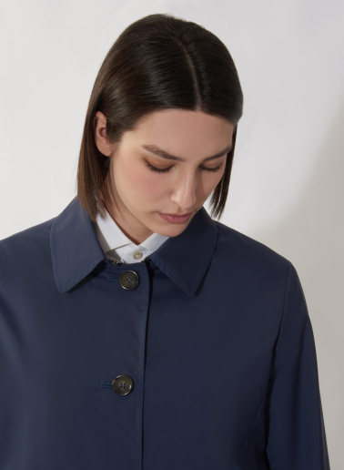 Blue marine technical fabric jacket with shirt collar