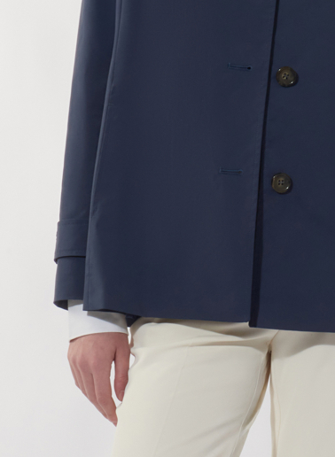 Blue marine technical fabric jacket with shirt collar