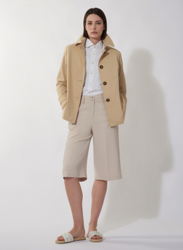 Jacke aus technischem Stoff mit Hemdkragen in camel