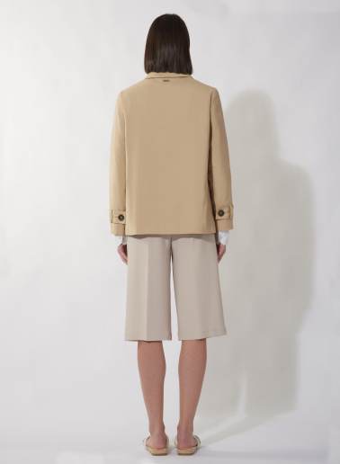 Jacke aus technischem Stoff mit Hemdkragen in camel
