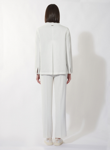 White jacket in rainproof technical fabric with jersey details