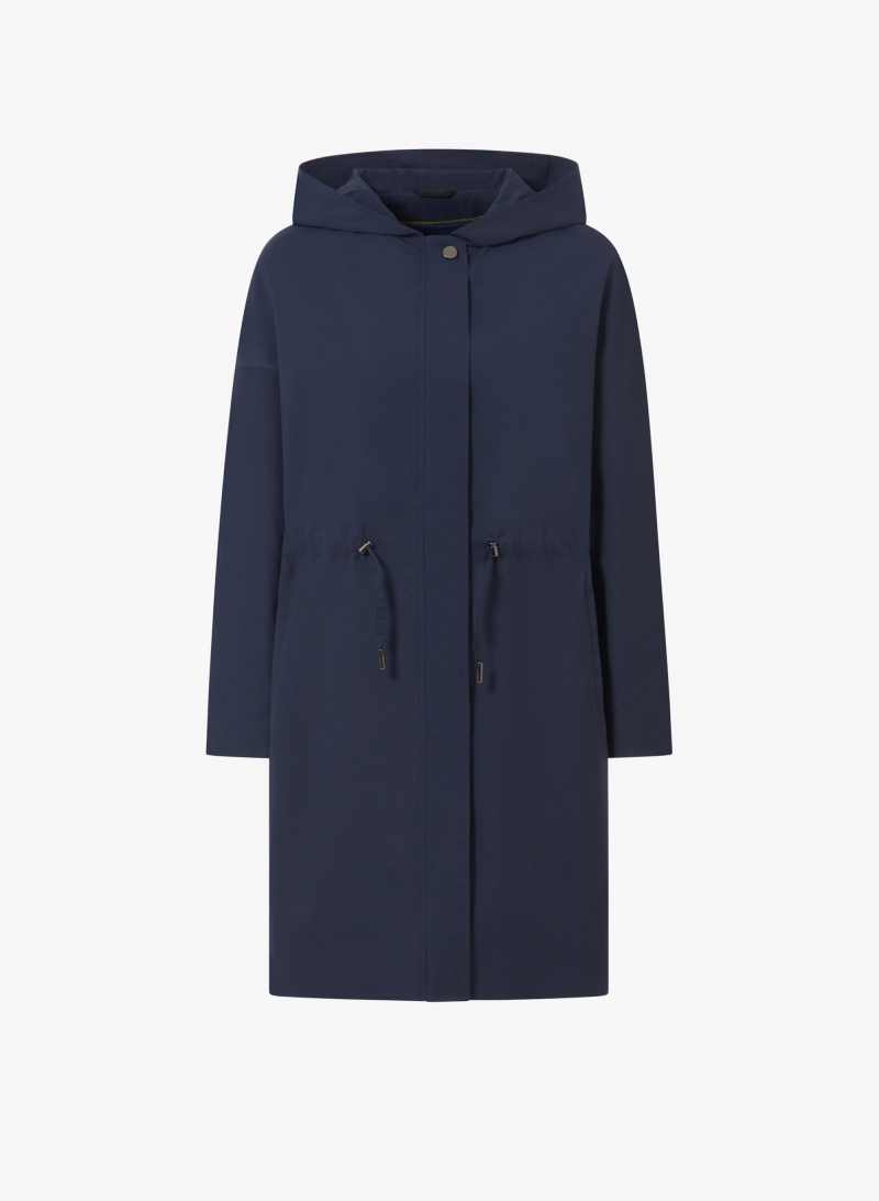 Parka aus regenabweisendem technischem Stoff in marineblau