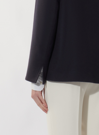 Blue pure wool jacket with high collar