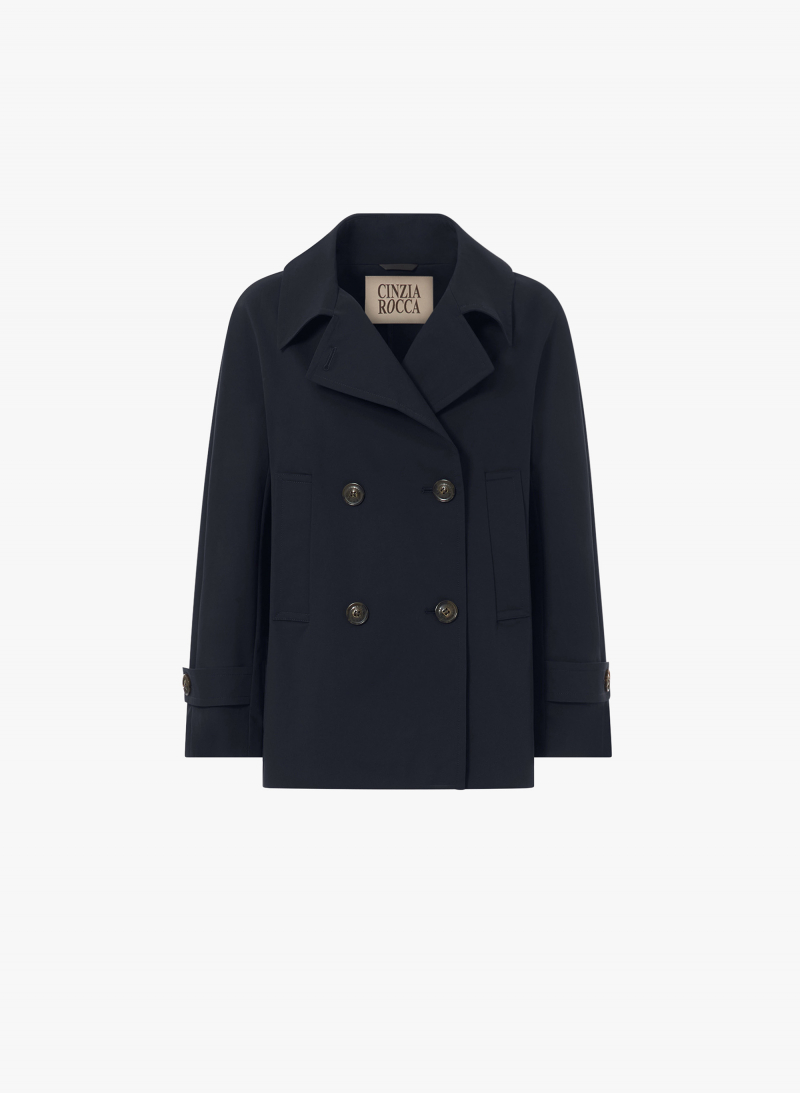 Blue stretch cotton peacot