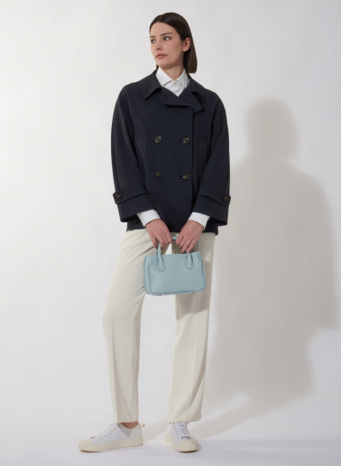 Blue stretch cotton peacot