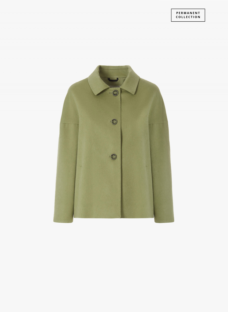 Green cashmere and wool jacket with shirt collar