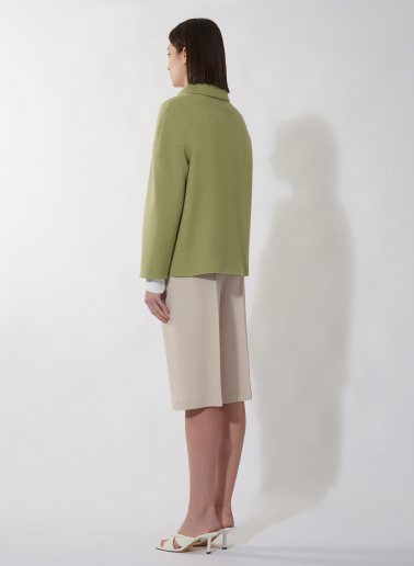 Green cashmere and wool jacket with shirt collar