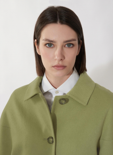 Green cashmere and wool jacket with shirt collar