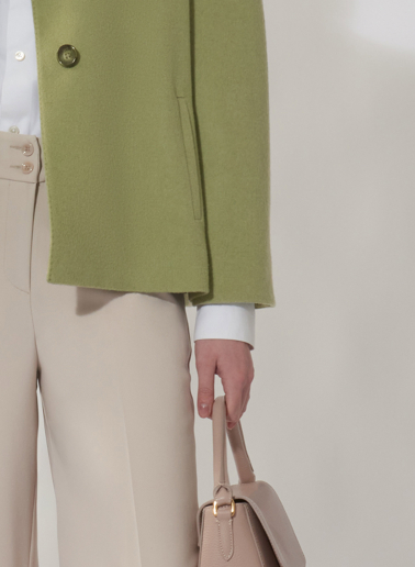 Green cashmere and wool jacket with shirt collar