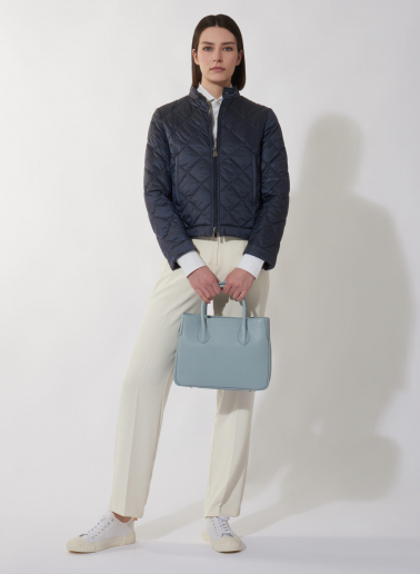Blue padded biker jacket