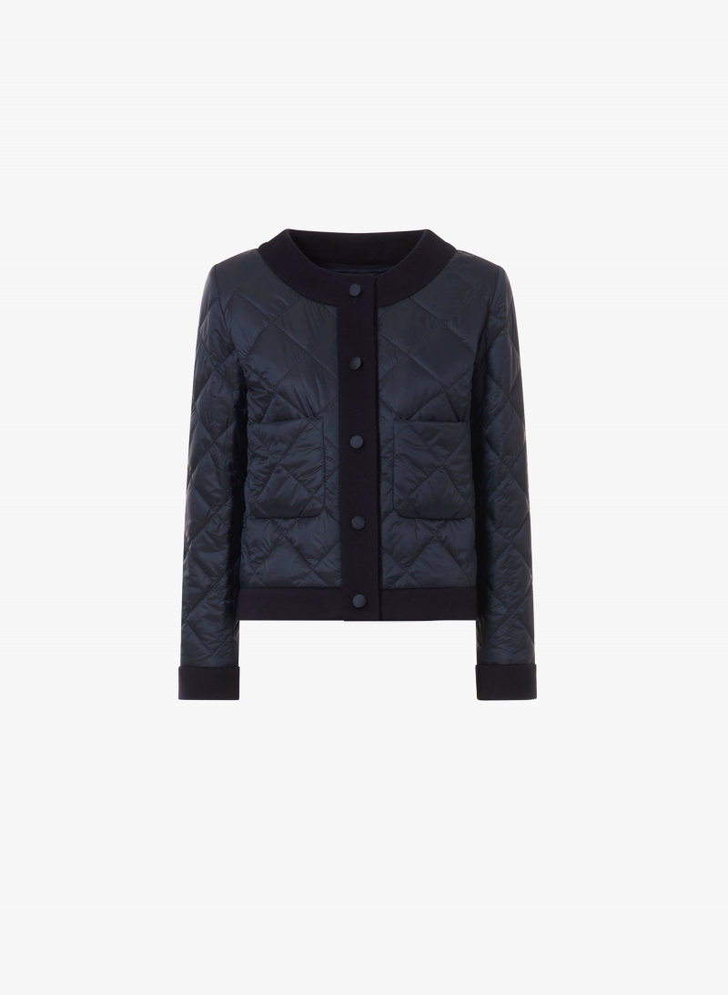 Wattierte Jacke mit Details aus reiner Wolle in blau