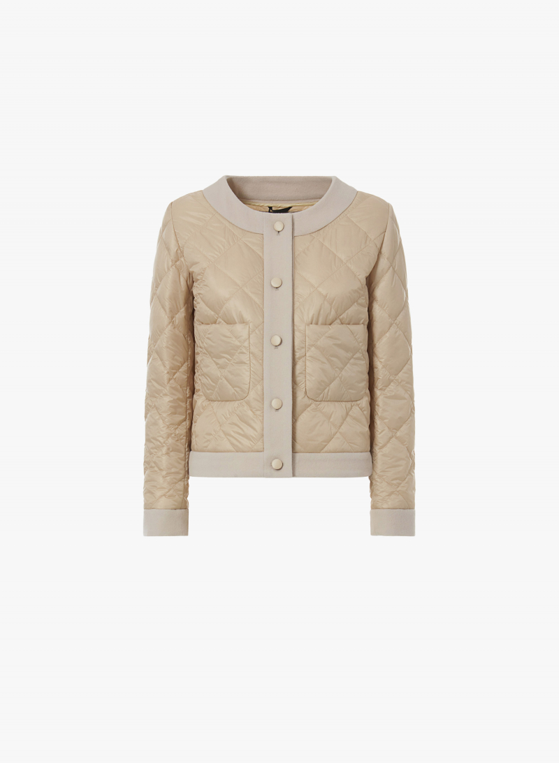 Wattierte Jacke mit Details aus reiner Wolle in beige