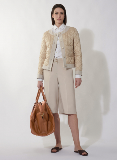 Wattierte Jacke mit Details aus reiner Wolle in beige