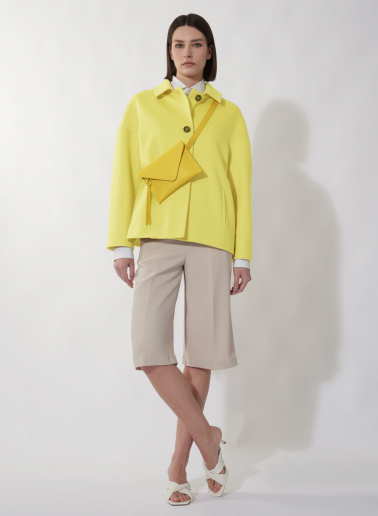 Yellow cashmere and wool jacket with shirt collar