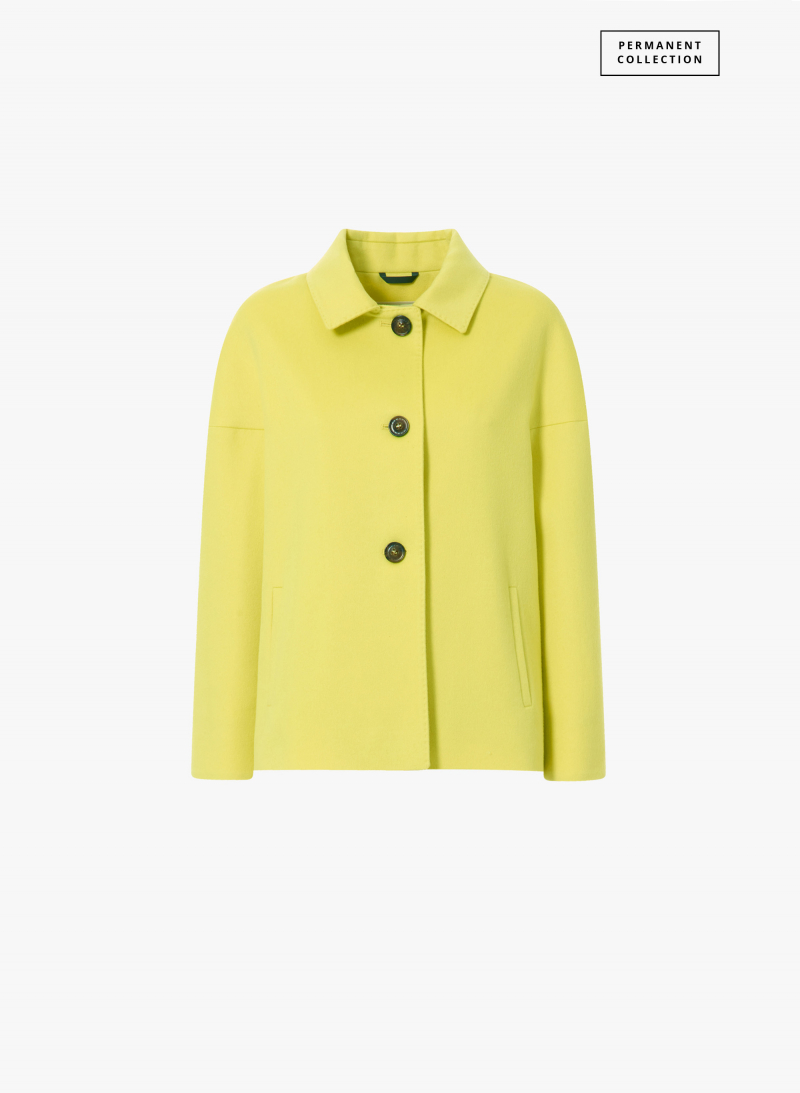 Yellow cashmere and wool jacket with shirt collar