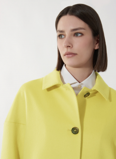 Yellow cashmere and wool jacket with shirt collar