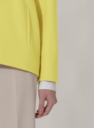 Yellow cashmere and wool jacket with shirt collar