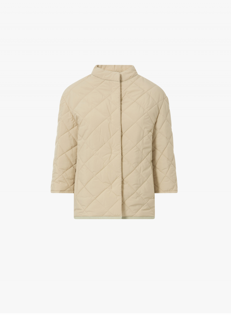 Wattierte Jacke mit koreaner-Kragen in beige