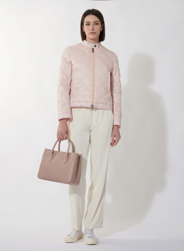 Pink padded biker jacket
