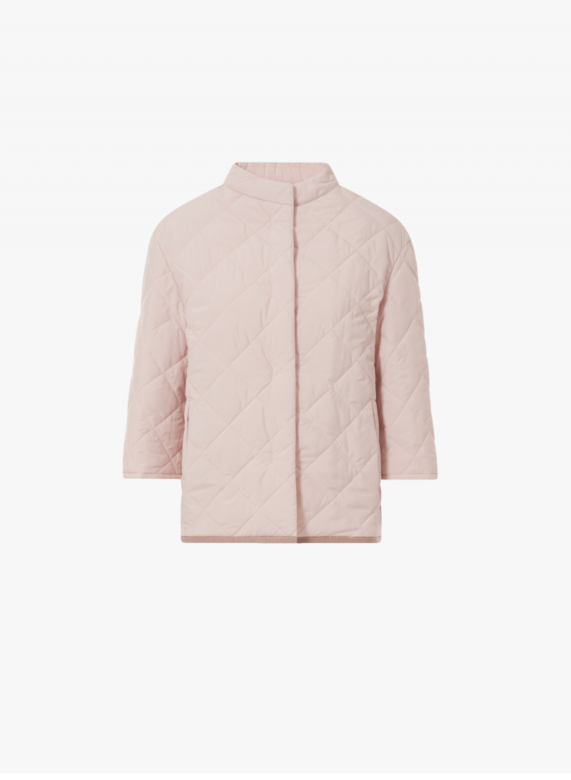 Wattierte Jacke mit koreaner-Kragen in rosa