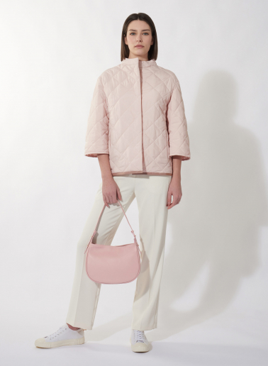 Wattierte Jacke mit koreaner-Kragen in rosa