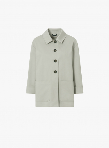 Light grey cotton jacket with high collar and patch pockets