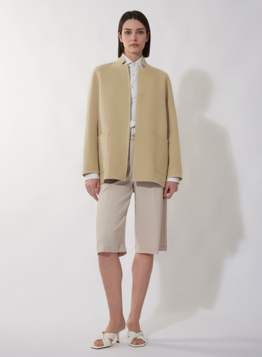 Double Jacke aus reiner Wolle in camel
