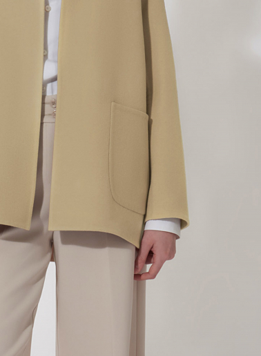 Double Jacke aus reiner Wolle in camel