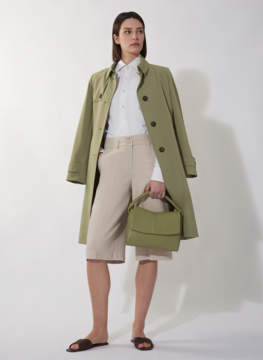 Military green genuine leather handbag