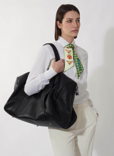 Seiden-Twill-Stirnband mit natürlichem Muster in grün