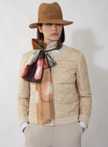 Maxi Seidenschal mit Kugelmuster in beige