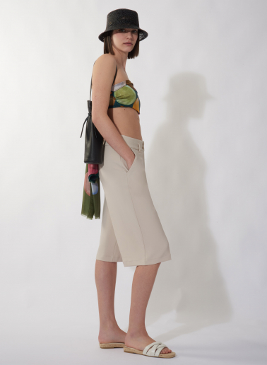 Maxi green pure silk scarf with sphere pattern