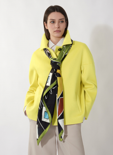 Black pure silk scarf with abstract nature pattern