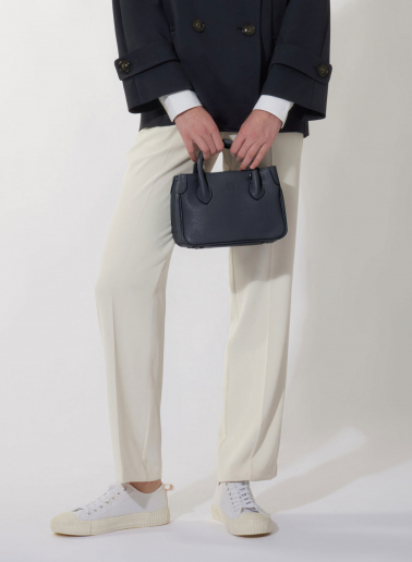 Mini Tote Bag blau aus Leder