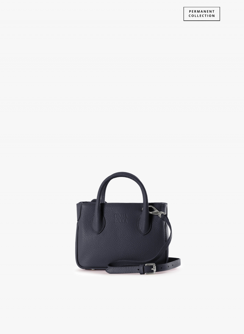 Mini Tote Bag blau aus Leder