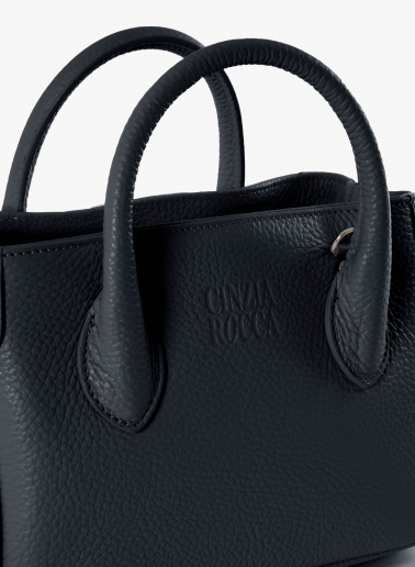 Mini blue Tote bag in genuine leather